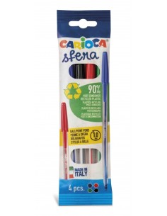 Carioca Pack de 4 Canetas - Ponta 1mm - Escrita Super Deslizante - Cores Variadas