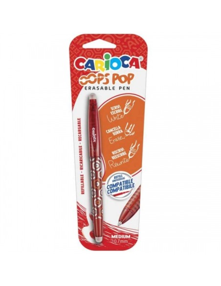 Carioca Oops Caneta Apagável - Tinta Termossensível - Pega Texturizada - Ponta de 0,7 mm - Borracha Dupla - Recargas Compatívei