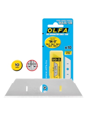 Olfa Pack de 10 Lâminas de Reposição para Cortadores Olfa SK-12, SK-4, SK-5, SK-9 e UTC-1 - Aço Inoxidável