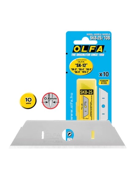 Olfa Pack de 10 Lâminas de Reposição para Cortadores Olfa SK-12, SK-4, SK-5, SK-9 e UTC-1 - Aço Inoxidável