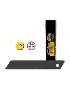 Olfa Pack de 10 Lâminas de Reposição Pretas para Estiletes Olfa - 8 Segmentos - Largura 18mm