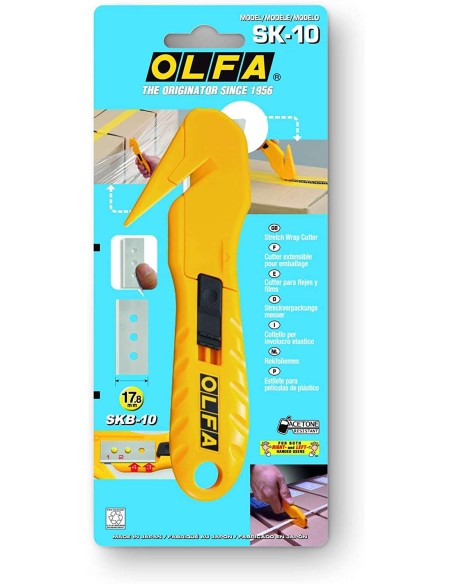 Olfa SK-10 Lâmina de Segurança com Lâmina Oculta - Aço Inoxidável - Máxima Segurança - Uso Ambidestro