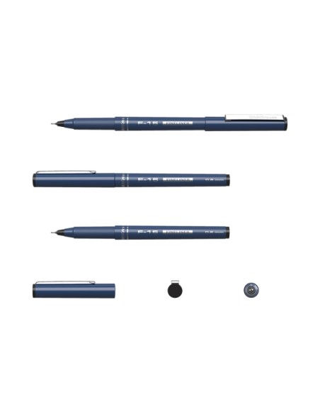 Erichkrause F-15 Marcador Ponta Fina - Traço de 0.6mm - Clipe Metálico - Cor Preta