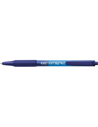 Bic Soft Feel Caneta Retrátil - Ponta Média de 1mm - Corpo Translúcido com Grip - Cor Azul