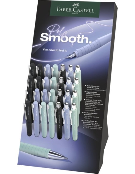 Faber-Castell Poly Expositor com 12 Canetas Esferográficas Poly Ball e 16 Canetas Tinteiro Poly Pen - Clipe de Metal - Cores So