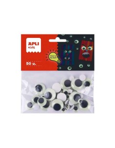 Apli Kids Bolsa de 50 Olhos Móveis Redondos Adesivos - Brilham no Escuro - Tamanhos 8mm, 10mm, 15mm, 20mm
