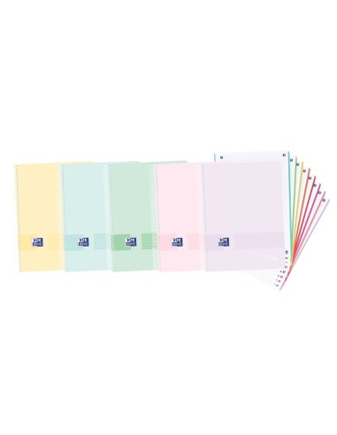 Oxford Europeanbook 8 Live & Go Pack de 5 Cadernos Espiral Formato A4+ Quadriculado 5x5mm - 160 Folhas Microperfuradas com 4 Fu