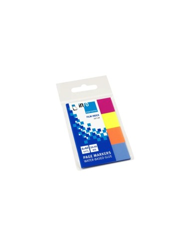 Notas Globais inFO Pacote de 4 Blocos de 40 Marcadores de Página 50 x 20mm - Cores Amarelo, Laranja, Azul e Rosa