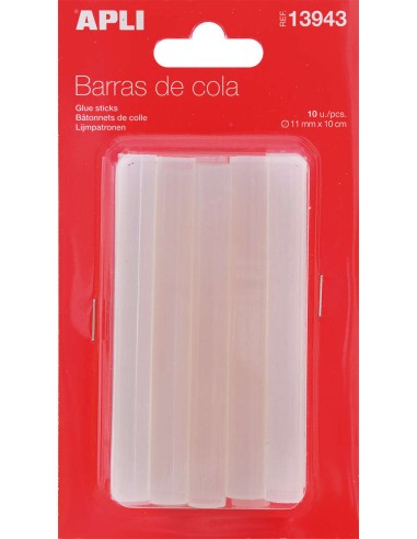 Apli Pack de 10 Barras de Adesivo Termofusível Ø11mmx10cm - Compatível com Pistolas Ø11mm - Precisão e Limpeza
