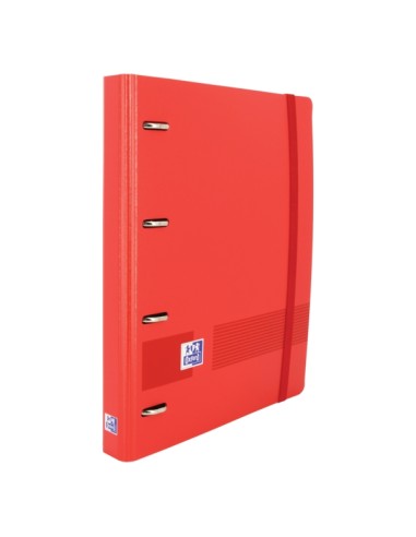 Oxford Live & Go A4+ Europeanbinder - Polyfoam Resistente - Lombada de 45mm - Argolas 4Dx35mm - Inclui Recarga 5x5 - Cor Vermel