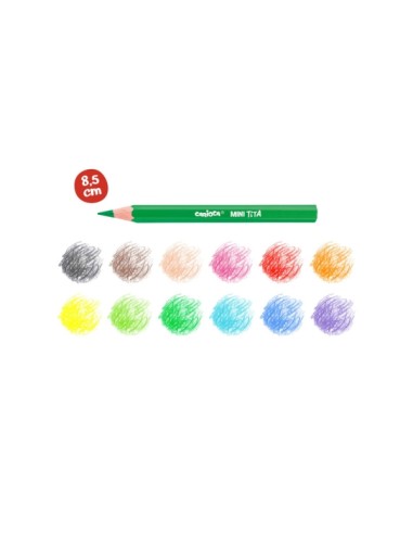 Carioca Tita Pack de 12 Mini Lápis Hexagonais de Resina - Mina Ø 3mm - Cores Brilhantes e Laváveis - Escrita Macia - Não Lasca 