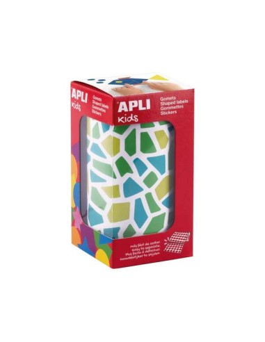 Apli Kids Rolo de 2460 Adesivos Mosaico - Base Adesiva à Água - Livre de Solventes - Materiais 100% Recicláveis - Cores Azul, V