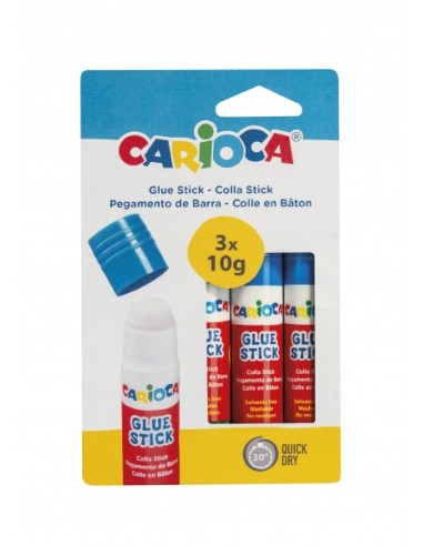 Carioca Pack de 3 Cola em Bastão - Ideal para Casa, Escola e Escritório - Cola Papel, Fotos e Tecidos - sem Solventes - Cores V