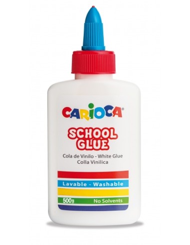 Cola Carioca Branca 500g - Tampa com Dispensador - Adequada para Papel e Cartão - Transparente ao Secar - sem Solventes - Cor B