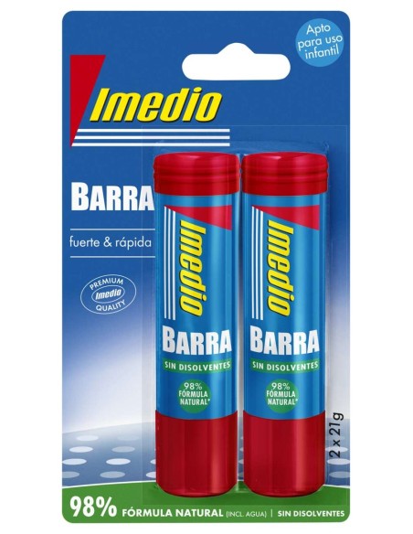 Imedio Pack de 2 Bastões de Cola de 21g - Sem Solventes - Lavável - Adequado para Uso Escolar