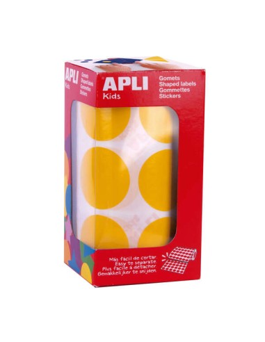 Apli Pack de 708 Adesivos Redondos Ø 33mm - 59 Folhas Pré-cortadas - Adesivo Permanente - Ideal para Escolas Infantis e Colégio
