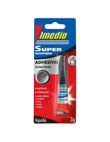 Imedio Super Rápido Cola Instantânea 3g - Superrápido e Extraforte - Ideal para Colar Pequenas Superfícies - Multimaterial - Tr