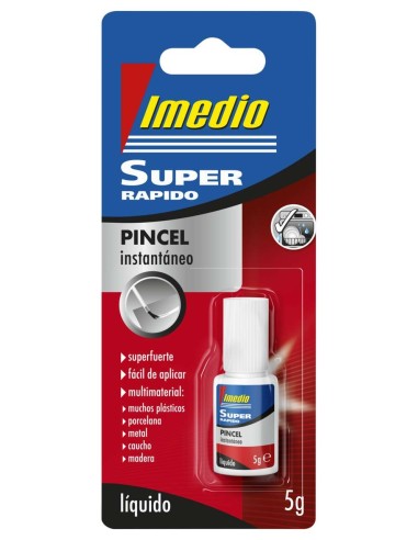 Imedio Super Rápido Pote de Cola Instantânea com Pincel 5g - Transparente - Multimaterial