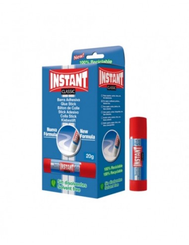 Instant Classic Barra de Cola 20g - Adequada para Uso Infantil e/ou Doméstico - Lavável - Sem Solventes
