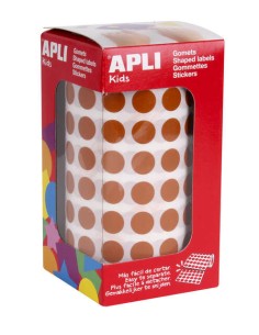 Apli Gomets Redondos Castanho Ø 10,5mm - 59 Folhas Pré-cortadas - 5192 Gomets por Rolo - Ideal para Escolas e Oficinas Infantis