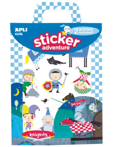 Apli Jogo de Autocolantes de Papel Temática Cavaleiros - 2 Cenários 45x20cm - 2 Folhas de Autocolantes Removíveis - Caixinha co