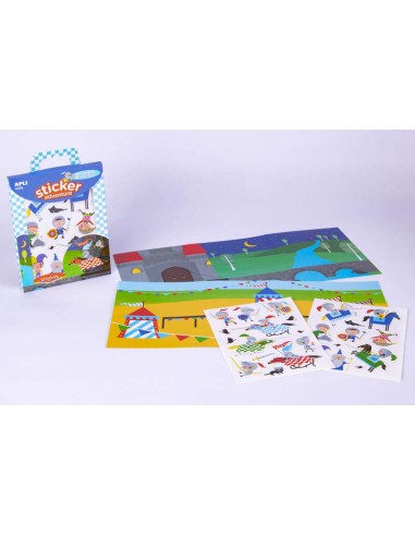 Apli Jogo de Autocolantes de Papel Temática Cavaleiros - 2 Cenários 45x20cm - 2 Folhas de Autocolantes Removíveis - Caixinha co
