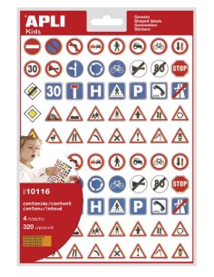 Apli Bolsa de Gomets Temáticos Os Sinais de Trânsito - 320 Gomets - Adesivo Permanente - Desenvolvidos com Educadores - Ideais 