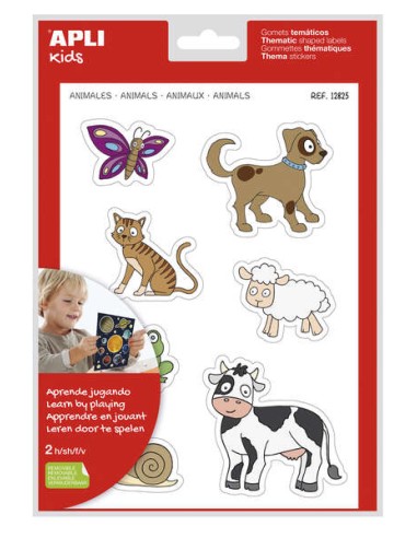 Apli Gomets Temáticos Animais xL - 28 Gomets em 2 Folhas A4 - Desenvolvidos com Educadores - Adesivo Removível - Tamanho xL sem