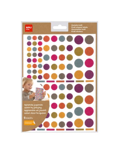Apli Gomets Redondos Adesivo Permanente - Ø 10mm, Ø 14mm e Ø 20mm - 624 Gomets por Saco - Desenvolvimento de Habilidades e Cria
