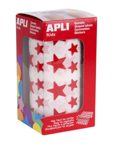 Apli Gomets Estrela Vermelha - 12,5mm e 19,5mm - Adesivo Permanente - 59 Folhas - 2360 Gomets por Rolo - Ideal para Desenvolver