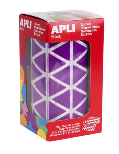 Apli Gomets Triangulares Lilás 20x20x20mm - 59 Folhas Pré-cortadas - 2832 Gomets por Rolo - Ideal para Escolas e Oficinas Infan