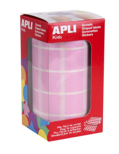 Apli Gomets Quadrados Rosa - 20x20mm - 59 Folhas Pré-cortadas - 1770 Gomets por Rolo - Ideal para Escolas e Oficinas Infantis -