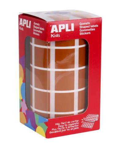 Apli Gomets Quadrados Castanhos - 20x20mm - 59 Folhas Pré-cortadas - 1770 Gomets por Rolo - Ideal para Atividades Infantis - No