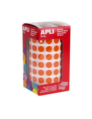 Apli Rolo de 5192 Adesivos Redondos Laranja - Tamanho Ø 10,5mm - 59 Folhas Pré-cortadas - Adesivo à Base de Água - Cumpre Norma