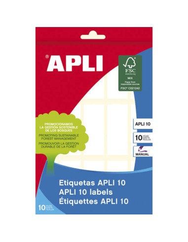 Apli Pack de 150 Etiquetas Retangulares 20x50mm - 10 Folhas de 15 Etiquetas - Adesivo Permanente - Cantos Arredondados - Ideal 