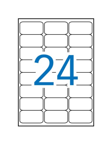 Apli Pack de 2.400 Etiquetas Retangulares 64x33,9mm - 100 Folhas com 24 Etiquetas - Adesivo Permanente - Cantos Arredondados - 