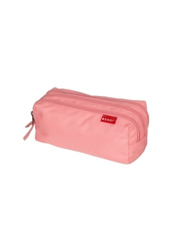 Estojo Portatudo Enri com 3 Compartimentos - Fechos de Zíper - Fabricado em Poliéster - Cor Rosa