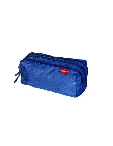 Estojo Portátil Enri com 3 Compartimentos - Fechos de Zíper - Fabricado em Poliéster - Cor Azul