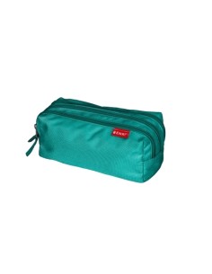 Estojo Portatudo Enri com 3 Compartimentos - Fechos de Zíper - Fabricado em Poliéster - Cor Verde Azulado