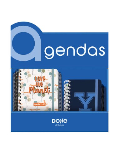 Dohe Expositor de 28 Agendas Escolares Espiral Premium - 18 Agendas A5 Semana Vista Sortidas e 10 Agendas A6 Dia Página Sortida