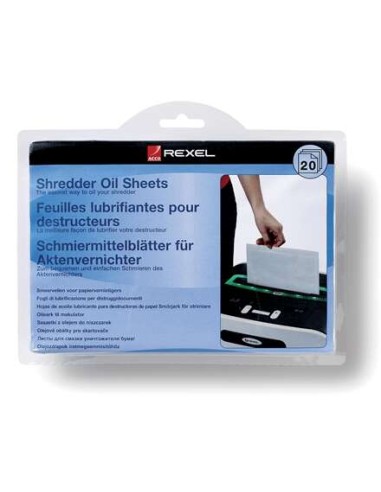 Rexel Pacote de 20 Folhas Lubrificantes para Trituradores