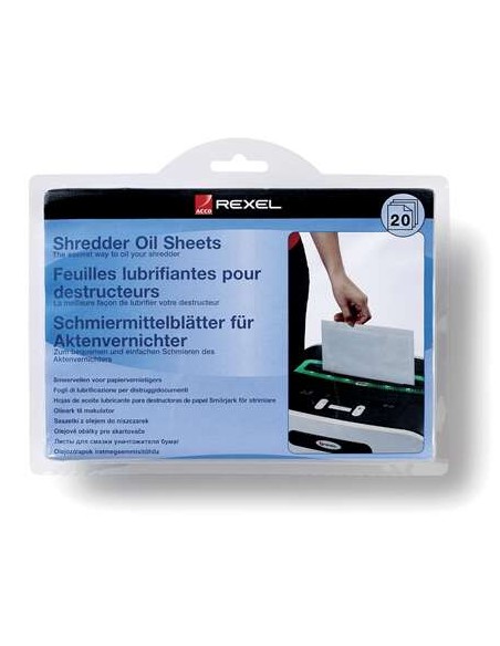 Rexel Pacote de 20 Folhas Lubrificantes para Trituradores