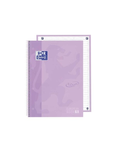 Oxford Europeanbook 1 Touch Pack de 3 Cadernos Espiral Formato A4+ Quadriculado 5x5mm - 80 Folhas 90g - Capa Dura Toque Suave -