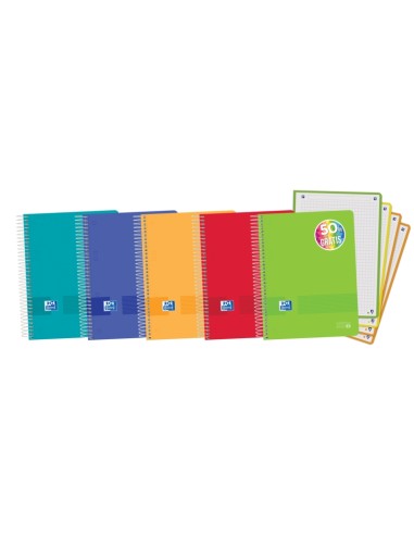Oxford Live & Go A5+ Europeanbook - Capa de Plástico - 120 Folhas - Cores Sortidas