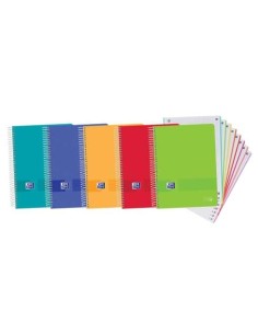 Oxford Europeanbook 8 Live & Go Pack de 5 Cadernos Espiral Formato A4+ Quadriculado 5x5mm - 160 Folhas Microperfuradas com 4 Fu