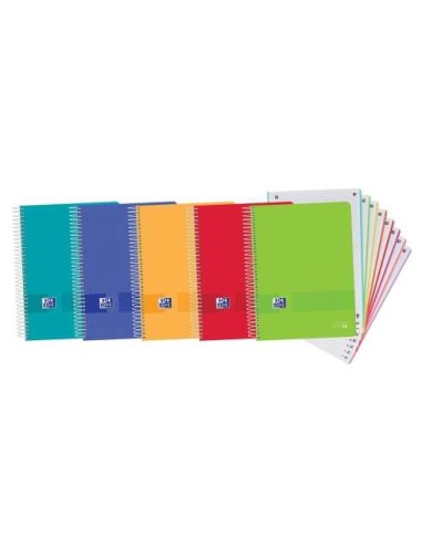 Oxford Europeanbook 8 Live & Go Pack de 5 Cadernos Espiral Formato A4+ Quadriculado 5x5mm - 160 Folhas Microperfuradas com 4 Fu