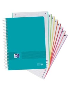 Oxford Europeanbook 8 Live & Go Pack de 5 Cadernos Espiral Formato A4+ Quadriculado 5x5mm - 160 Folhas Microperfuradas com 4 Fu 2