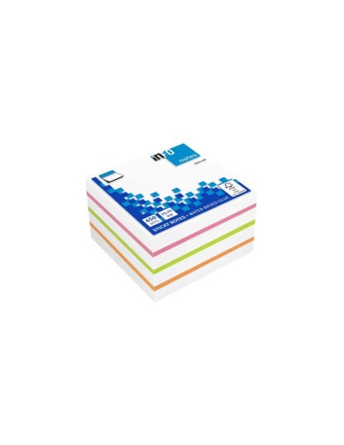 Notas autoadesivas Global Notes inFO Cubo de 450 - 75 x 75mm - Certificação FSC™ - Cores Verde, Laranja, Rosa e Branco
