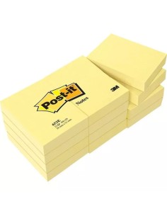 Pacote de 12 Blocos de 100 Notas Adesivas Removíveis Post-it Canary Yellow 38x51mm - Papel com Certificação PEFC - 7100172745 -