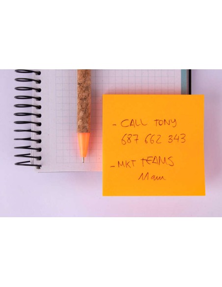 Bloco de 100 Notas Adhesivas Funny 75x75mm - Adesivo de Qualidade - Cor Laranja Fluorescente